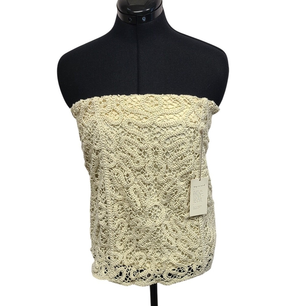 A New Day Women's Crochet Lace Strapless Tube Top Cream Ivory Lined NEW